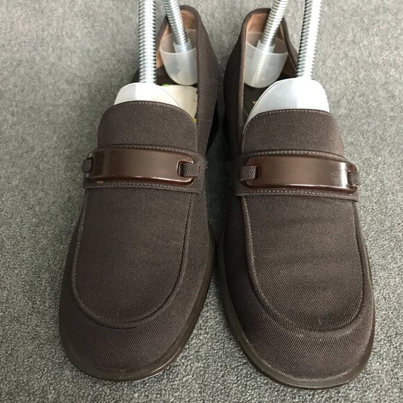 Paloma Made In Italy Women's 6.5B Brown Canvas Slip On Square Toe Pump Loafers - Picture 4 of 9